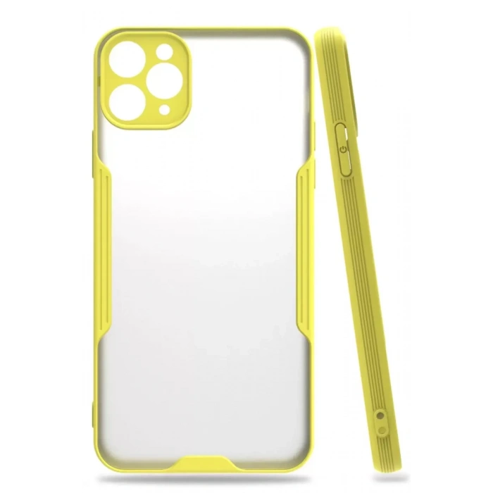 Hubrendy SH Newface Apple İphone 11 Pro Max Kılıf Platin Silikon - Sarı