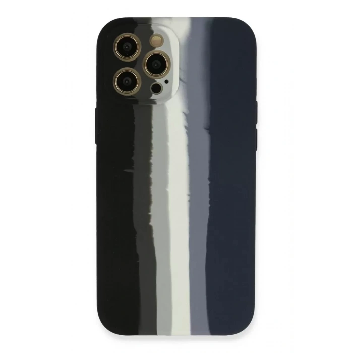 Hubrendy SH Newface Apple İphone 12 Pro Max Kılıf Ebruli Lansman Silikon - Siyah-lacivert