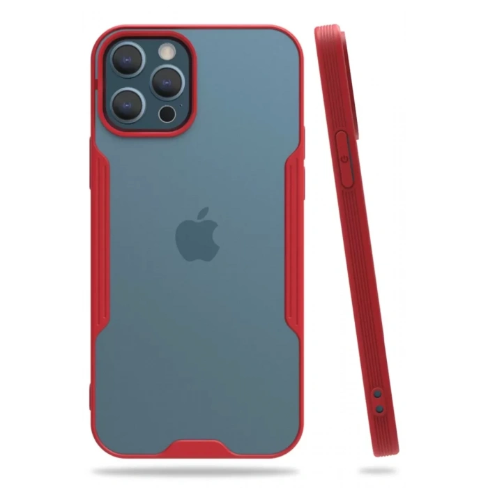 Hubrendy SH Newface Apple İphone 12 Pro Max Kılıf Platin Silikon - Kırmızı
