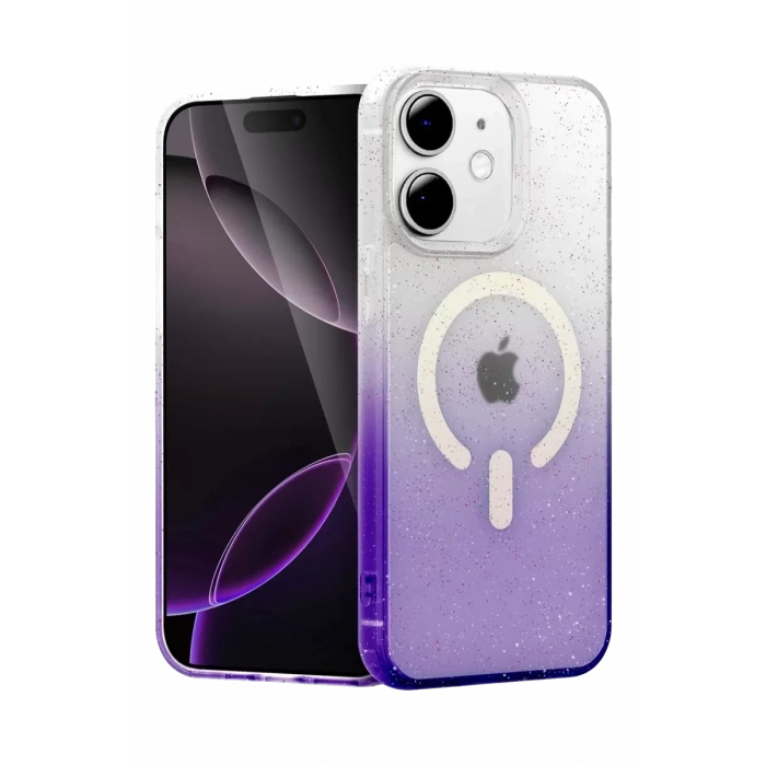 Hubrendy SH Newface Apple İphone 12 Pummel Shiny Magsafe Kapak - Mor