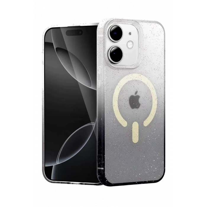 Hubrendy SH Newface Apple İphone 12 Pummel Shiny Magsafe Kapak - Siyah