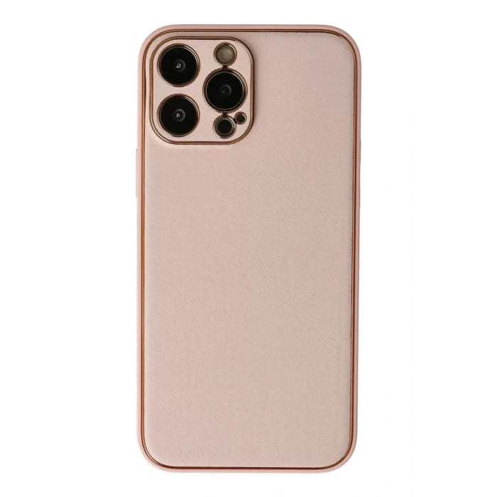 Hubrendy SH Newface Apple İphone 13 Pro Max Kılıf Coco Deri Silikon Kapak - Pudra