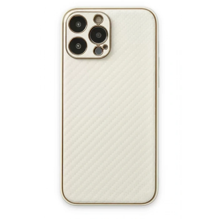 Hubrendy SH Newface Apple İphone 13 Pro Max Kılıf Coco Karbon Silikon - Beyaz