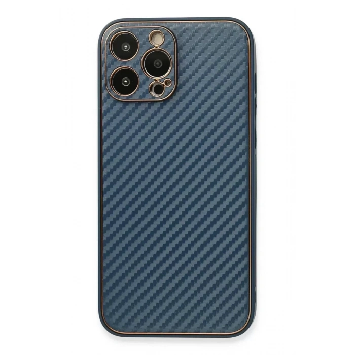 Hubrendy SH Newface Apple İphone 13 Pro Max Kılıf Coco Karbon Silikon - Mavi
