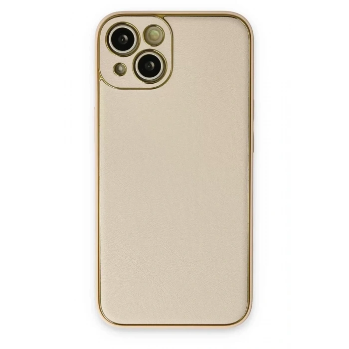 Hubrendy SH Newface Apple İphone 14 Plus Kılıf Coco Deri Silikon Kapak - Gold