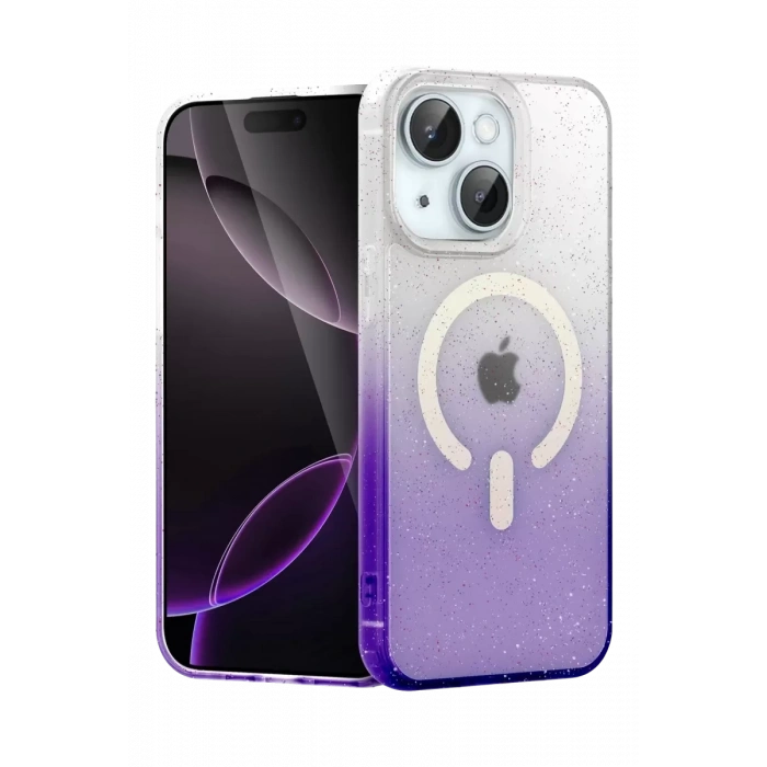 Hubrendy SH Newface Apple İphone 14 Pummel Shiny Magsafe Kapak - Mor