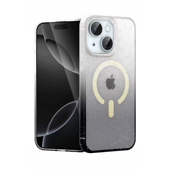 Hubrendy SH Newface Apple İphone 14 Pummel Shiny Magsafe Kapak - Siyah