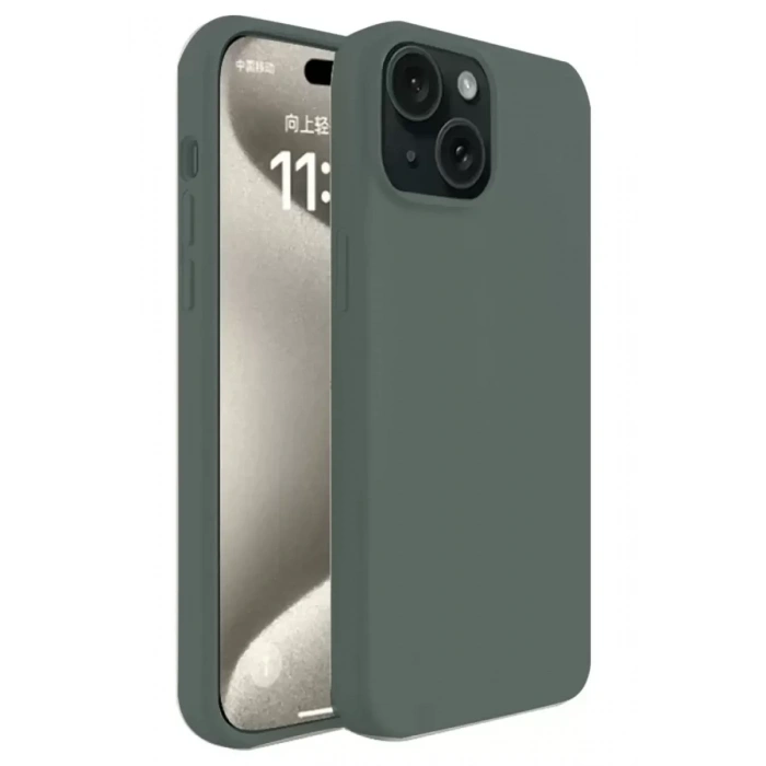 Hubrendy SH Newface Apple İphone 15 Plus Kılıf First Silikon - Koyu Yeşil