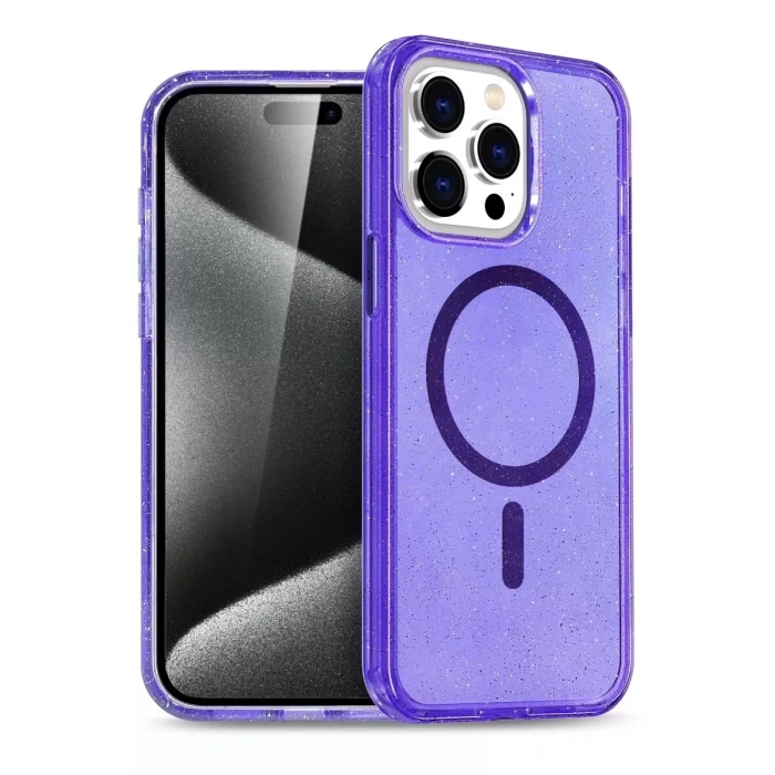 Hubrendy SH Newface Apple İphone 15 Pro Kılıf Star Magsafe Kapak - Mor