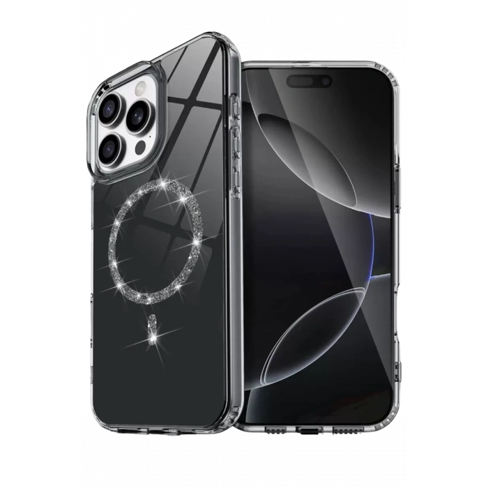 Hubrendy SH Newface Apple İphone 15 Pro Max Live Diamond Magsafe Kapak - Siyah