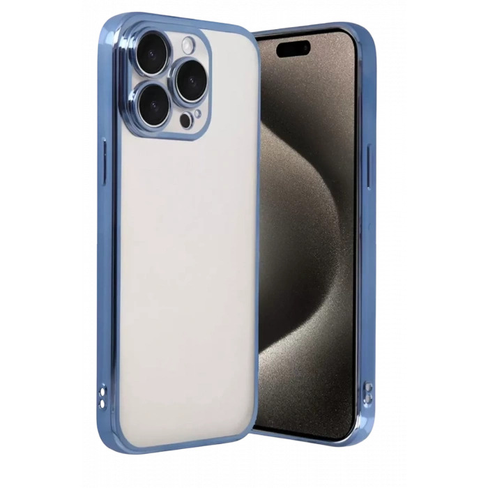 Hubrendy SH Newface Apple İphone 15 Pro Max Razer Lensli Silikon - Açık Mavi