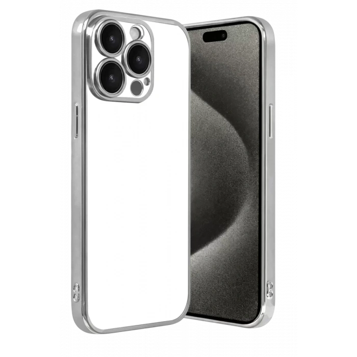 Hubrendy SH Newface Apple İphone 15 Pro Max Razer Lensli Silikon - Gümüş