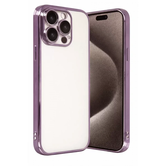 Hubrendy SH Newface Apple İphone 15 Pro Max Razer Lensli Silikon - Mor