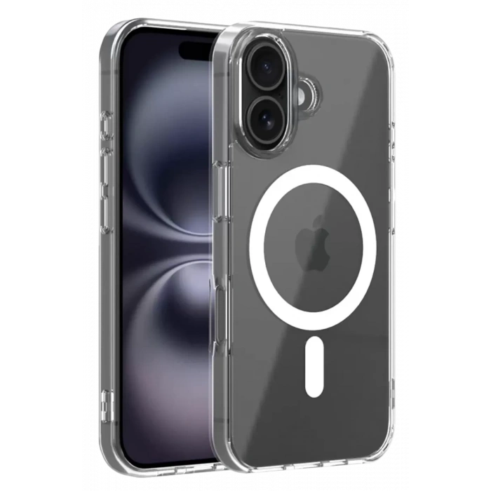 Hubrendy SH Newface Apple İphone 16 Combo Sert Şeffaf Magsafe Kapak - Şeffaf