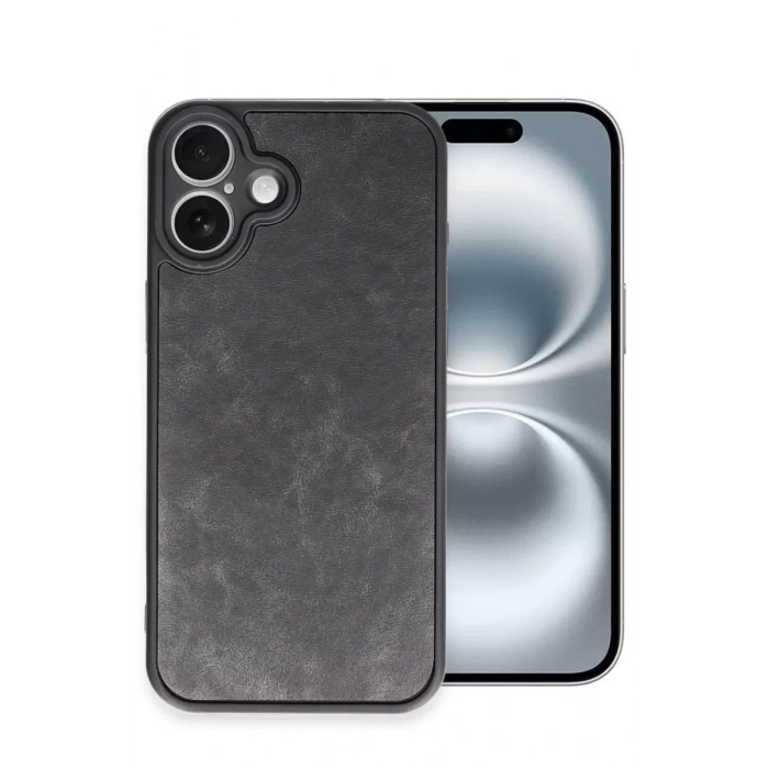 Hubrendy SH Newface Apple İphone 16 Plus Kılıf Aras Deri Kapak - Siyah