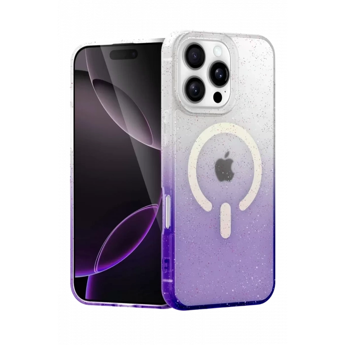 Hubrendy SH Newface Apple İphone 16 Pro Pummel Shiny Magsafe Kapak - Mor