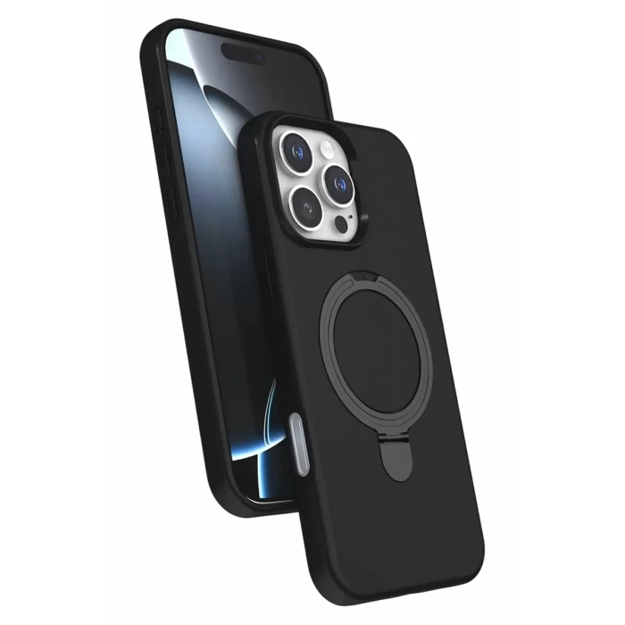 Hubrendy SH Newface Apple İphone 16 Pro Regal Magsafe Standlı Kapak - Siyah