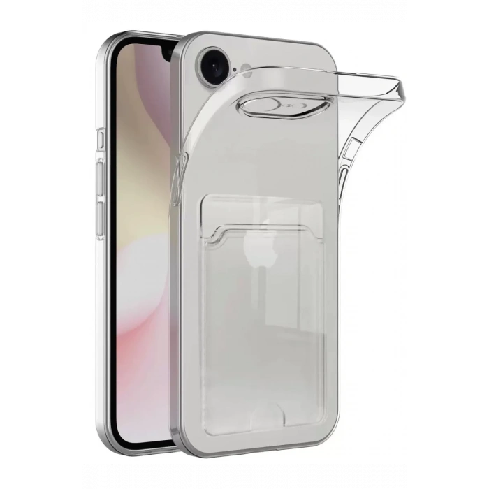 Hubrendy SH Newface Apple İphone 16e Kılıf Kart Şeffaf Silikon - Şeffaf