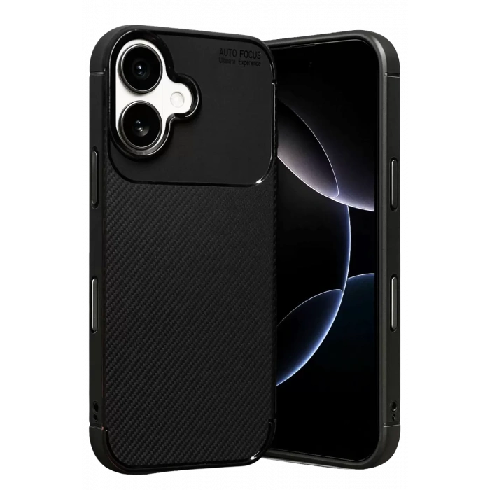 Hubrendy SH Newface Apple İphone 17 Auto Focus Karbon Kapak - Siyah
