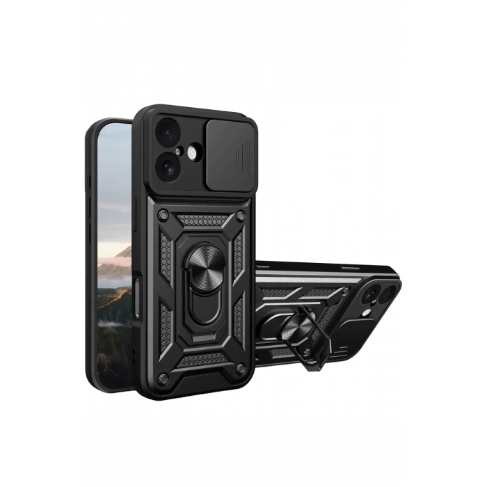 Hubrendy SH Newface Apple İphone 17 Pars Lens Yüzüklü Silikon - Siyah