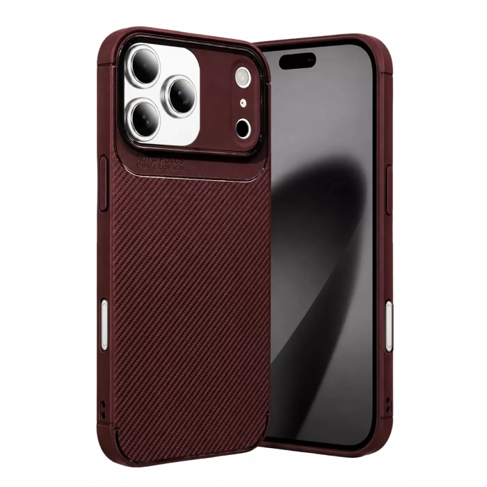 Hubrendy SH Newface Apple İphone 17 Pro Auto Focus Karbon Kapak - Bordo