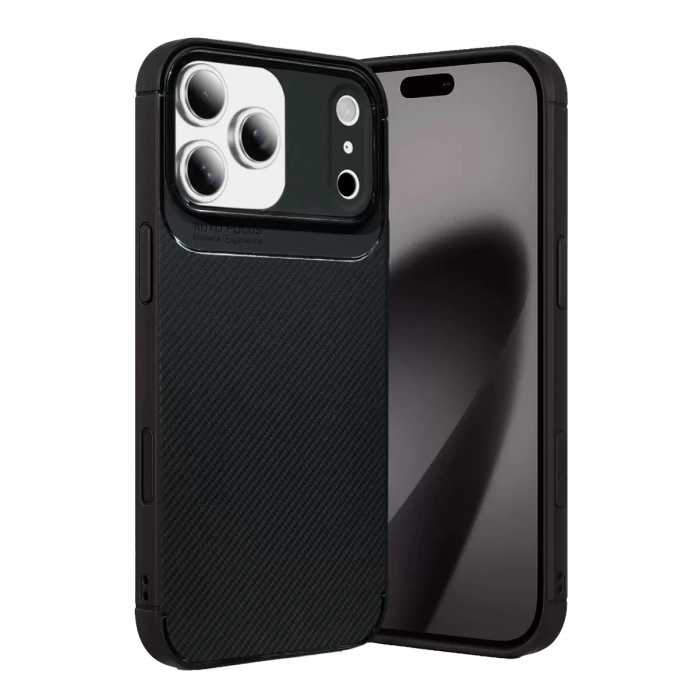 Hubrendy SH Newface Apple İphone 17 Pro Auto Focus Karbon Kapak - Siyah