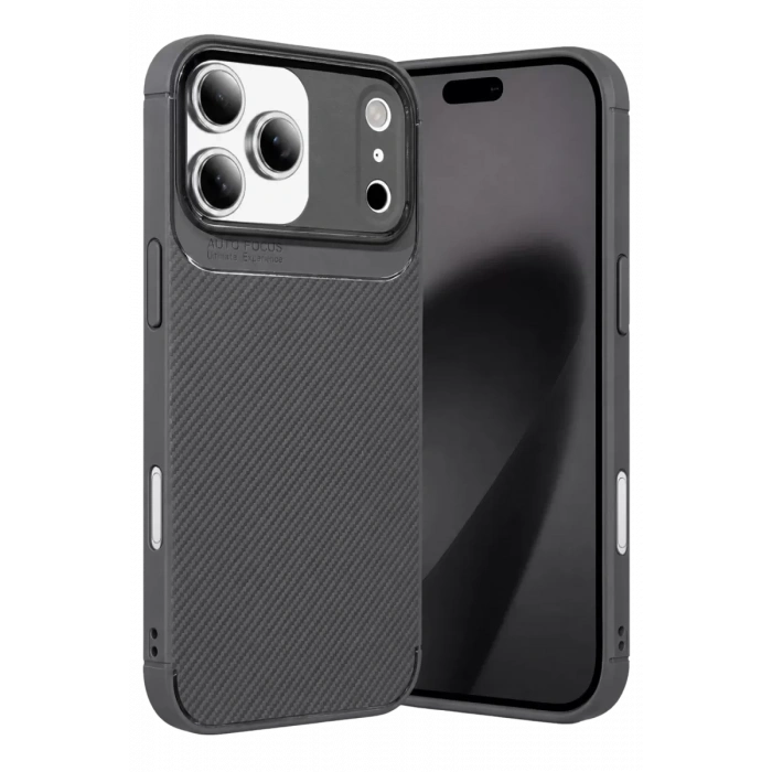 Hubrendy SH Newface Apple İphone 17 Pro Max Auto Focus Karbon Kapak - Gri