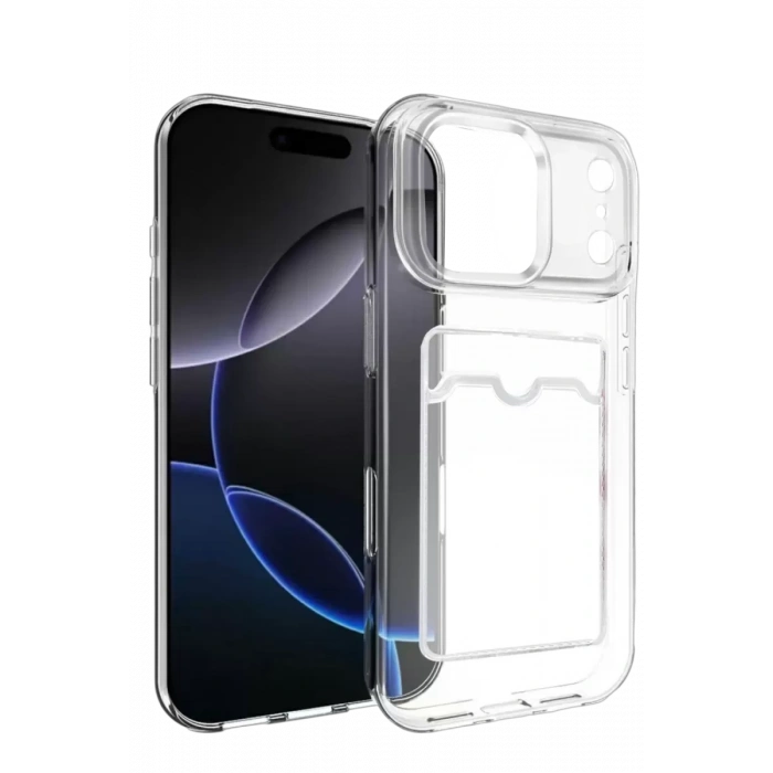 Hubrendy SH Newface Apple İphone 17 Pro Max Kart Şeffaf Silikon - Şeffaf
