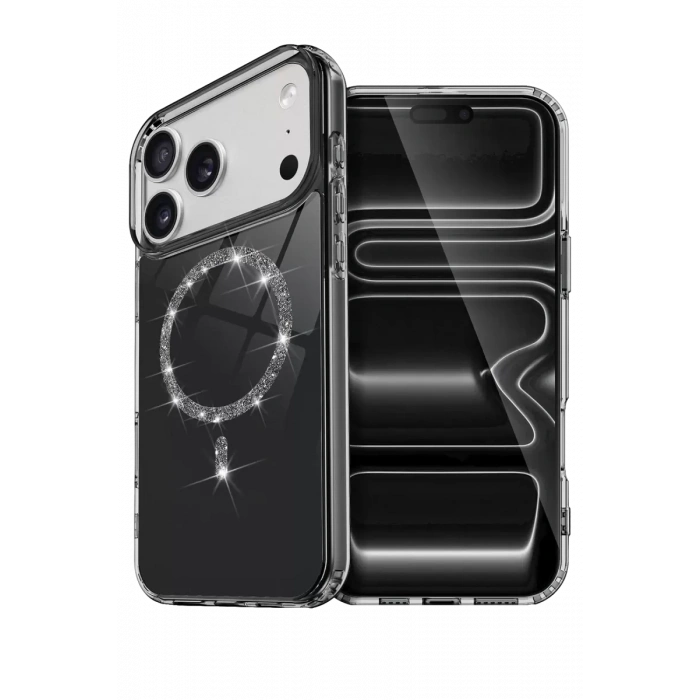 Hubrendy SH Newface Apple İphone 17 Pro Max Live Diamond Magsafe Kapak - Siyah