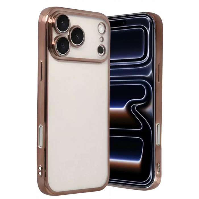 Hubrendy SH Newface Apple İphone 17 Pro Max Razer Lensli Silikon - Çöl Titanyum