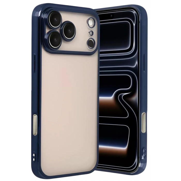 Hubrendy SH Newface Apple İphone 17 Pro Max Razer Lensli Silikon - Lacivert