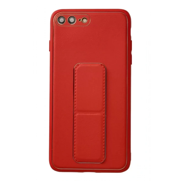 Hubrendy SH Newface Apple İphone 7 Plus Kılıf Coco Deri Standlı Kapak - Kırmızı