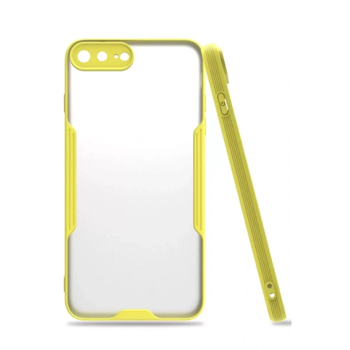 Hubrendy SH Newface Apple İphone 7 Plus Kılıf Platin Silikon - Sarı