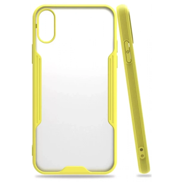 Hubrendy SH Newface Apple İphone X Kılıf Platin Silikon - Sarı