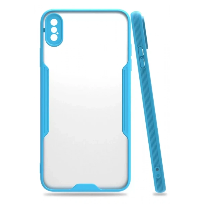 Hubrendy SH Newface Apple İphone Xs Max Kılıf Platin Silikon - Mavi