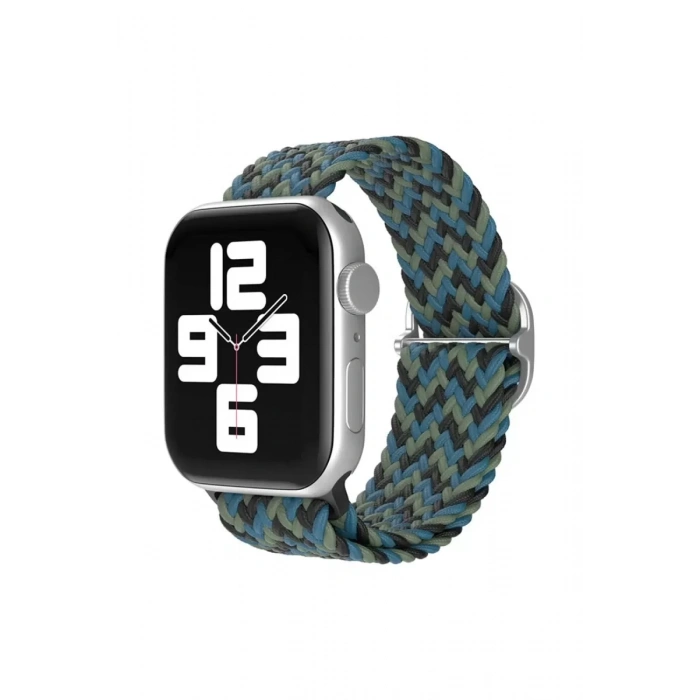Hubrendy SH Newface Apple Watch 38mm Star Kordon - Zigzag Mavi-yeşil
