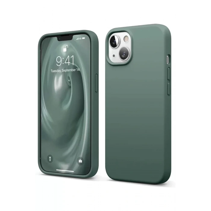 Hubrendy SH Newface İphone 14 Kılıf First Silikon - Koyu Yeşil