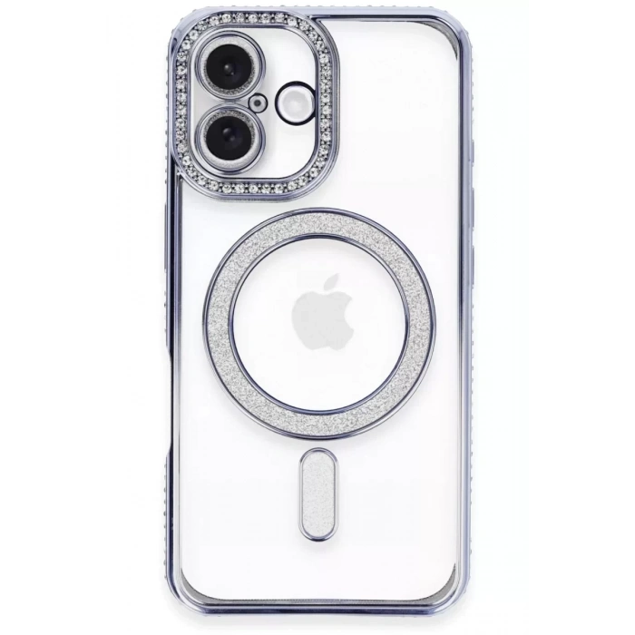 Hubrendy SH Newface İphone 16 Plus Kılıf Joke Simli Magneticsafe Kılıf - Mavi