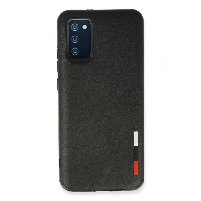 Hubrendy SH Newface Samsung Galaxy A03s Kılıf Loop Deri Silikon - Siyah