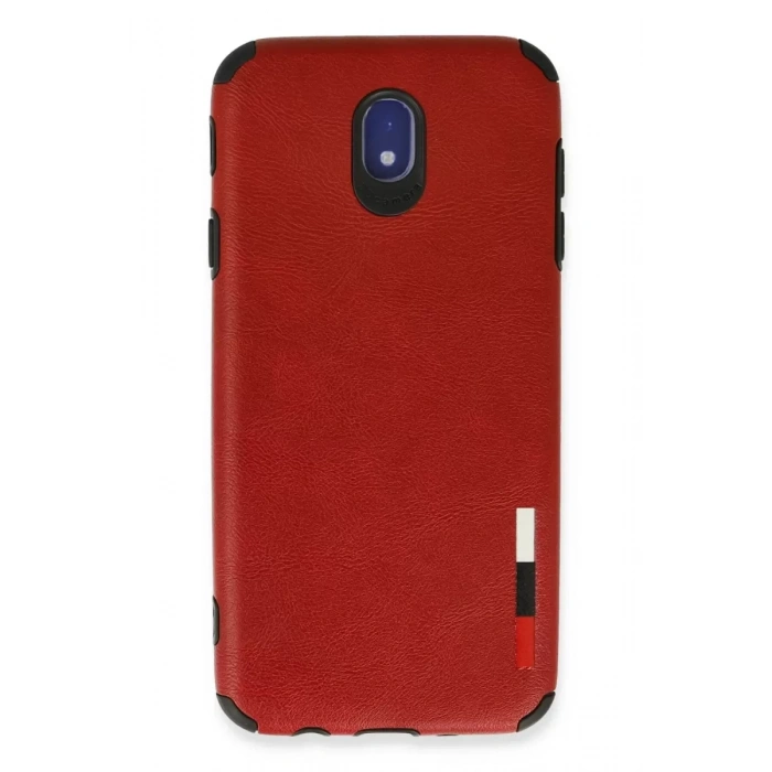Hubrendy SH Newface Samsung Galaxy J7 Pro / J730 Kılıf Loop Deri Silikon - Kırmızı