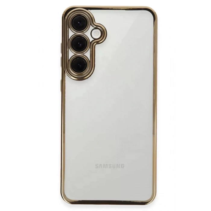 Hubrendy SH Newface Samsung Galaxy S24 Fe Kılıf Razer Lensli Silikon - Gold