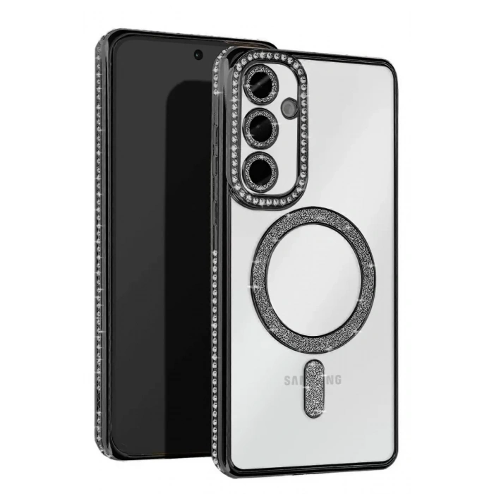 Hubrendy SH Newface Samsung Galaxy S25 Fe Joke Simli Magneticsafe Kılıf - Siyah