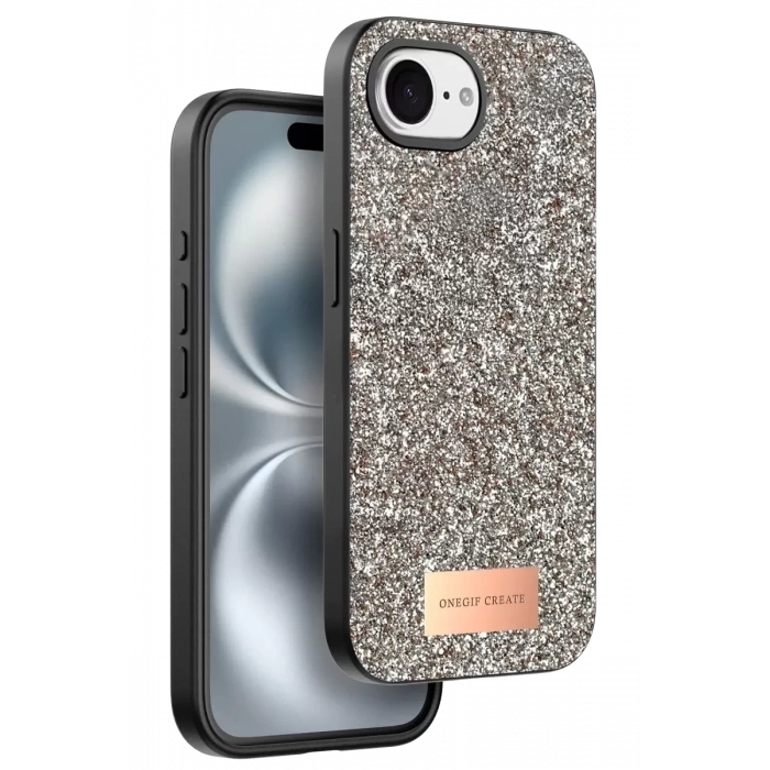 Hubrendy SH Onegif Apple İphone 16e Bright Simli Kapak - Gold