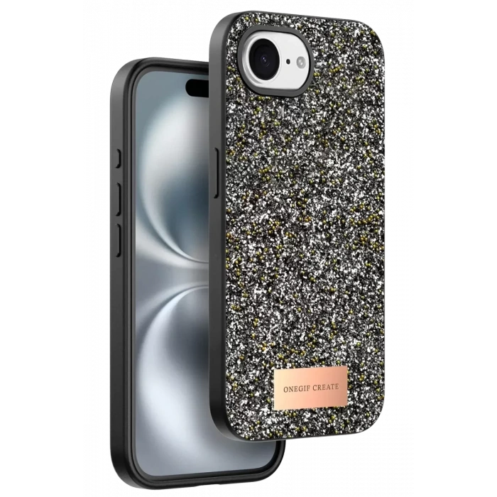 Hubrendy SH Onegif Apple İphone 16e Bright Simli Kapak - Gümüş