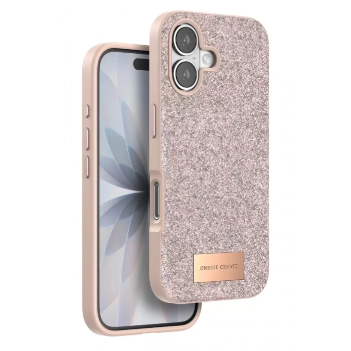 Hubrendy SH Onegif Apple İphone 17 Bright Simli Kapak - Pembe
