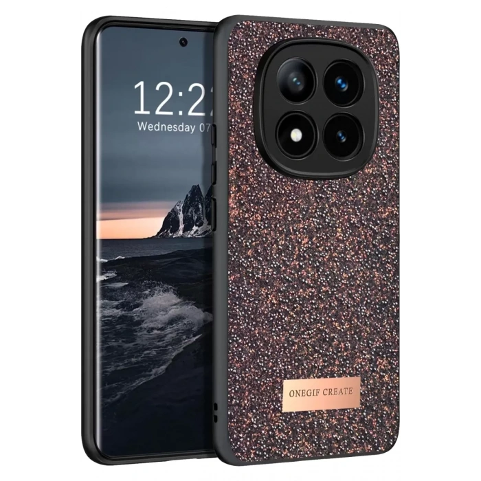 Hubrendy SH Onegif Xiaomi Redmi Note 14 Pro 4g Bright Simli Kapak - Derin Mor