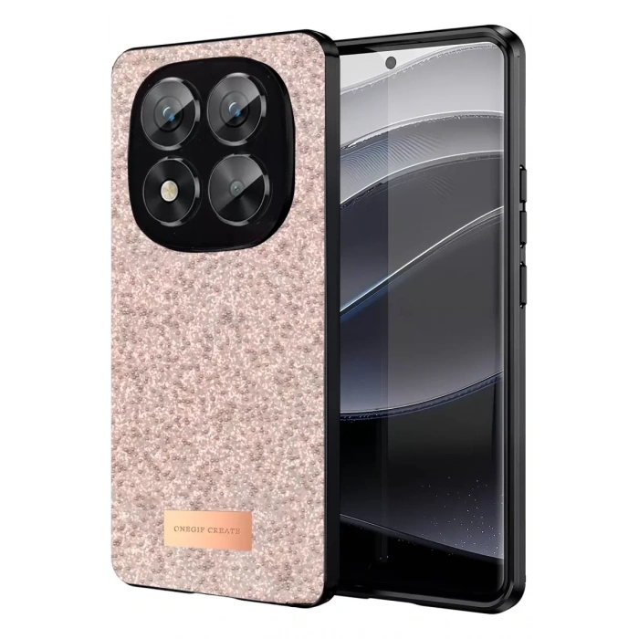 Hubrendy SH Onegif Xiaomi Redmi Note 14 Pro 5g Bright Simli Kapak - Pembe
