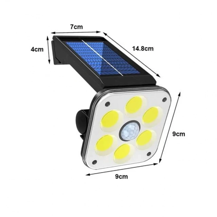 Hubrendy SH Powermaster Lf-1750a 54 Cob Ledli 3 Modlu Sensörlü Solar Duvar Lambası