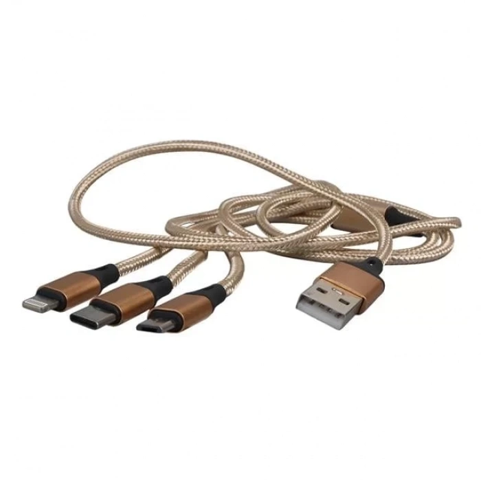 Hubrendy SH Powermaster Pm-2368 Micro Usb - Type-c - Lightning Şarj Ve Data Kablosu 2.1 Amper 110cm Örgülü