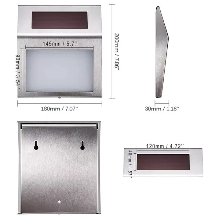 Hubrendy SH Powermaster Pm-24003 Güneş Enerjili (solar) Led Işıklı Paslanmaz Çelik Kapı Numarası